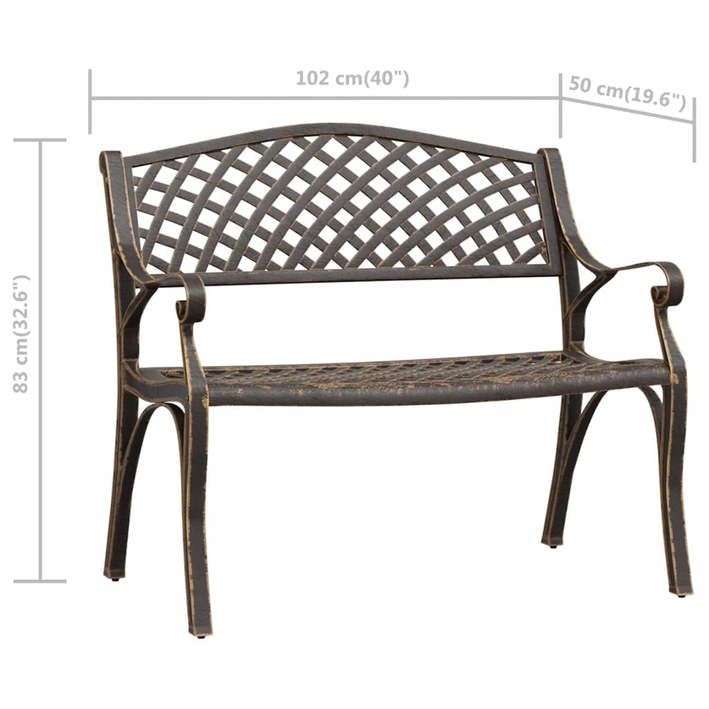 Bronze Cast Iron Garden Bench with Floral Design Y19757