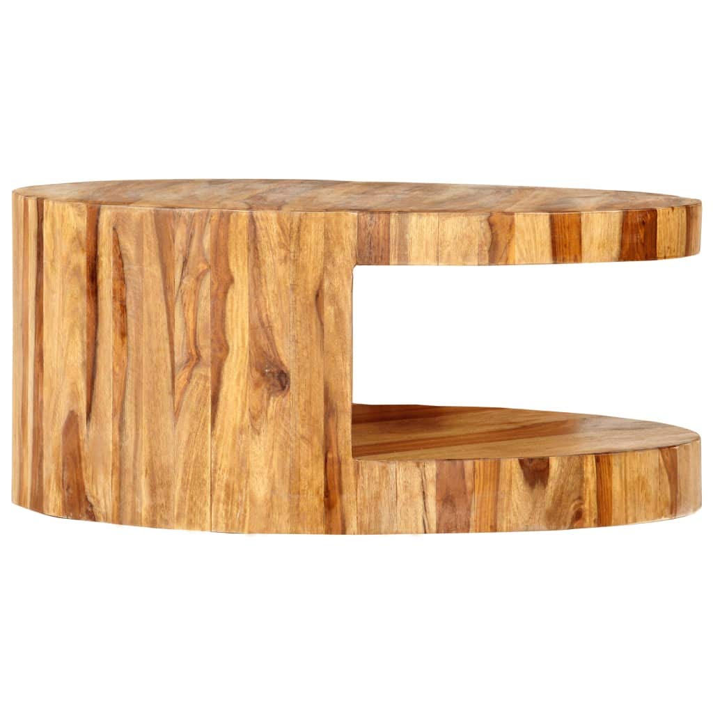25.6"x11.8" Solid Sheesham Wood Round Coffee Table S990