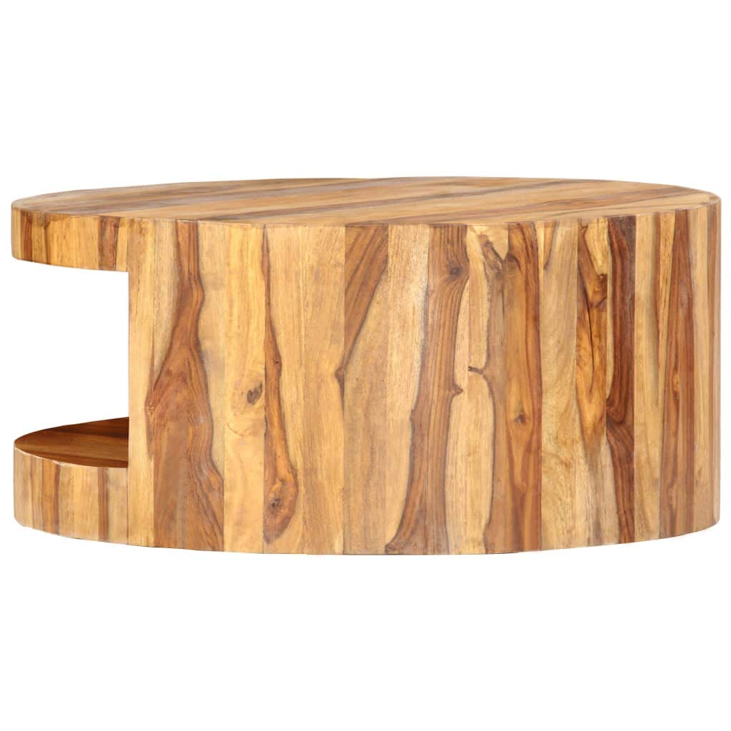 25.6"x11.8" Solid Sheesham Wood Round Coffee Table S990