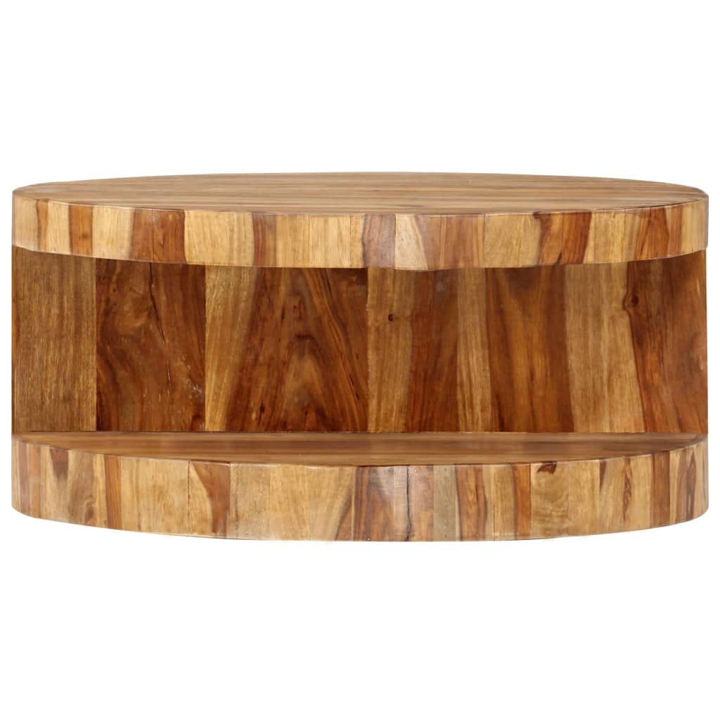 25.6"x11.8" Solid Sheesham Wood Round Coffee Table S990