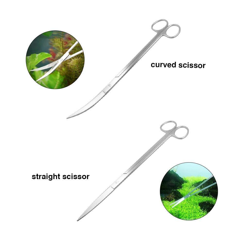 5 in 1 Aquarium Scissors Tweezers Spatula Stainless Steel Aquascaping Tools X353583