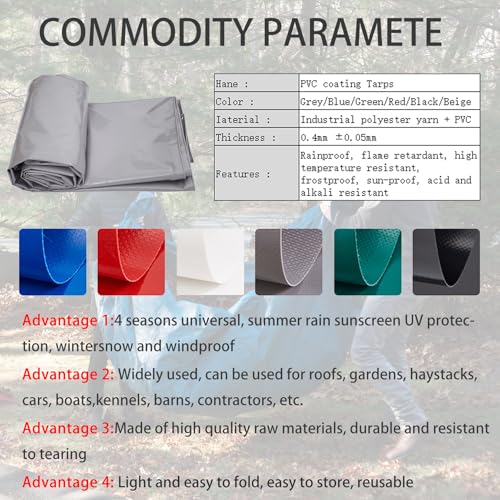 Waterproof Poly Tarp 5x15m with Grommets Grey A16492