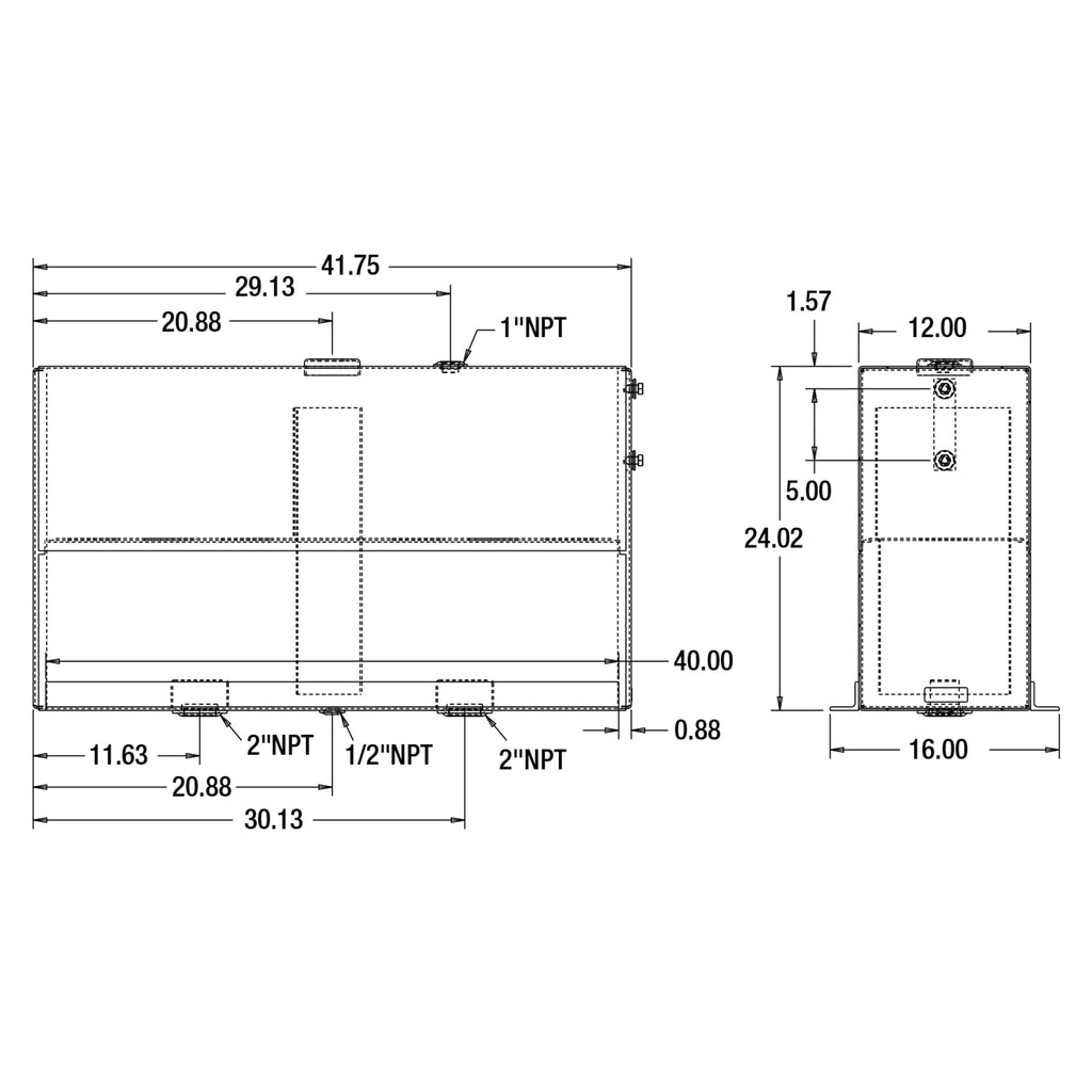 50 Gallon Upright Aluminum Hydraulic Reservoir Tank A842