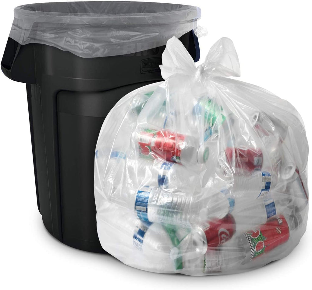 55 Gallon Clear Heavy Duty Contractor Bags with Flap Ties, Pack of 40 Y4936