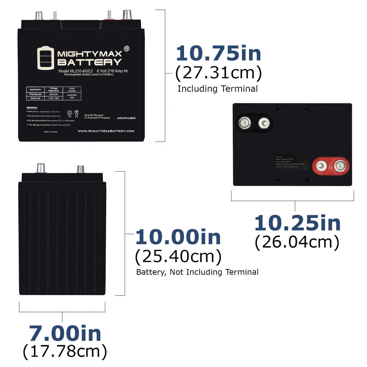 6V 210AH Dual Terminal SLA Replacement Battery 4 Pack O607222