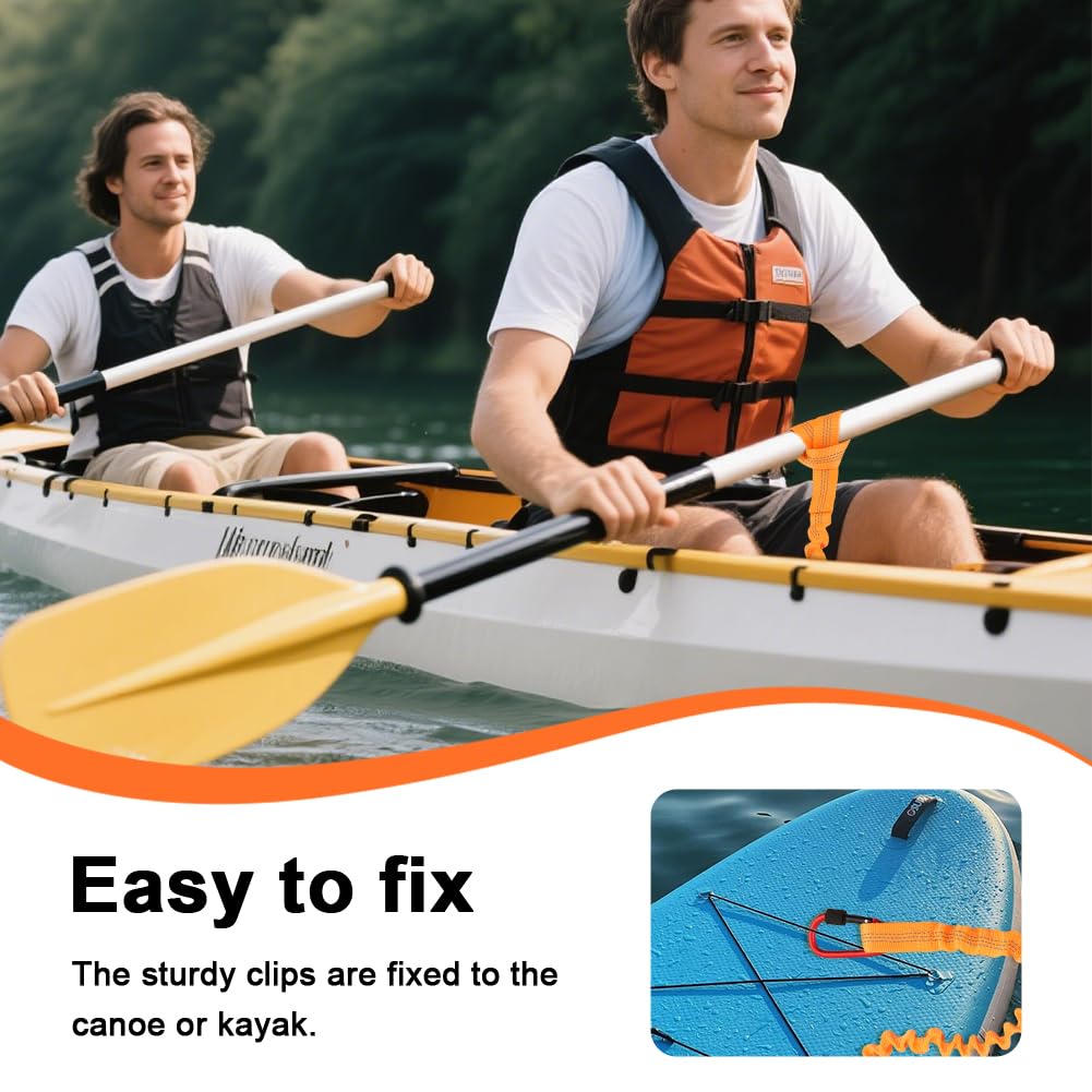 Stretchable Kayak Paddle Leash with Locking Carabiner P42502
