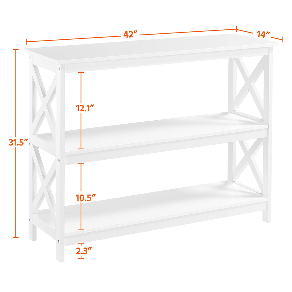White 3-Tier Narrow Console Table F2754