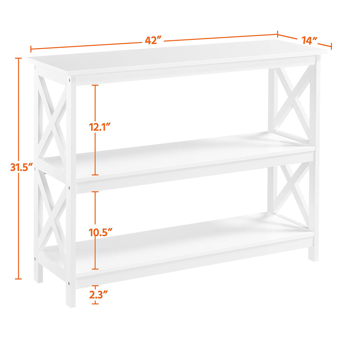 White 3-Tier Narrow Console Table F2754