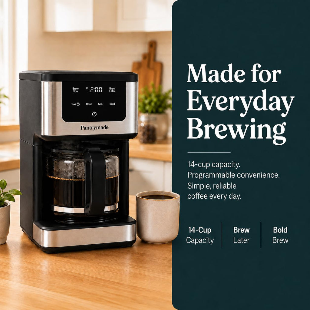 14-Cup Programmable Drip Coffee Maker with Glass Carafe, Black Q461