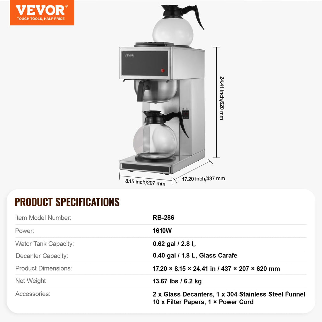 Commercial Drip Coffee Maker 12 Cups V6446