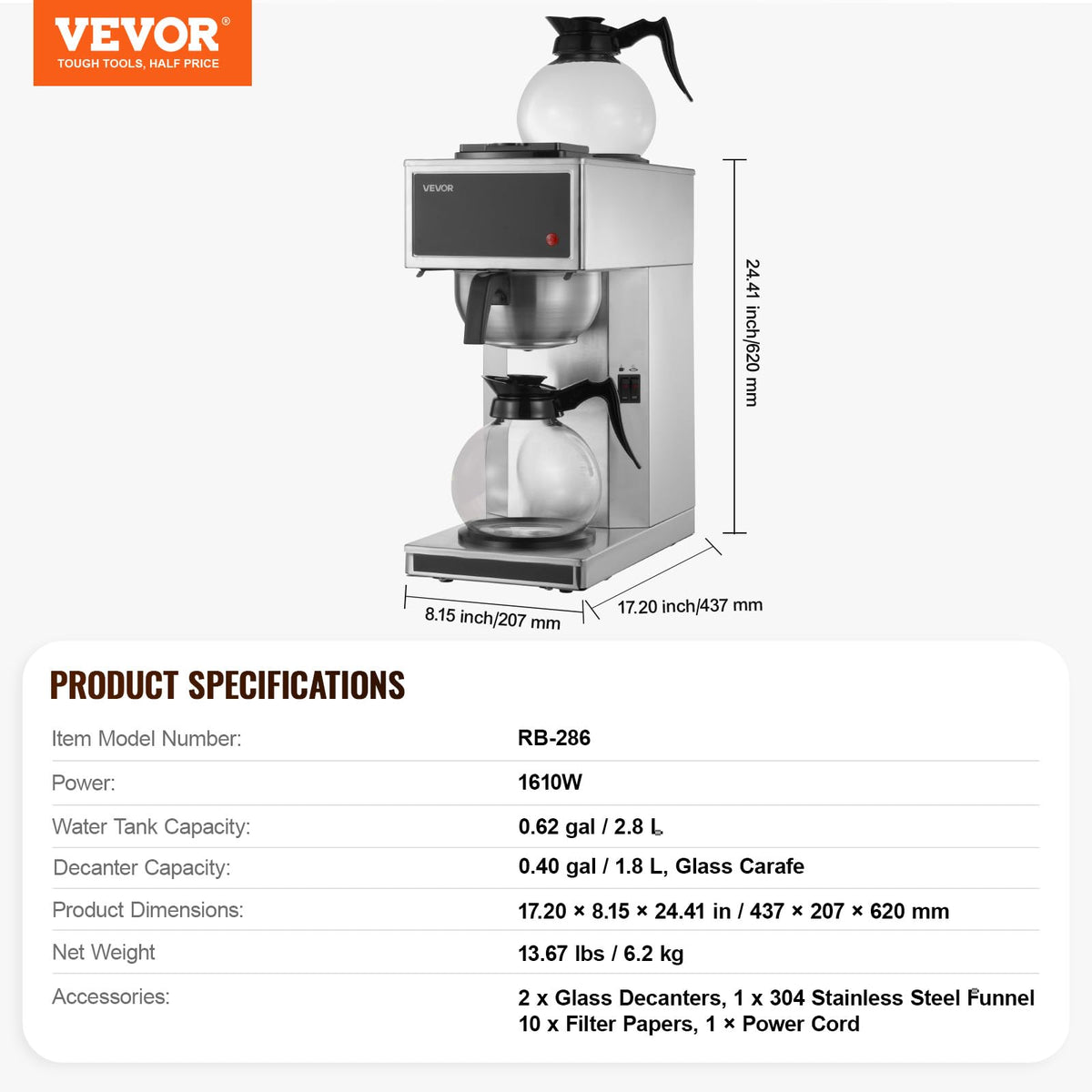 Commercial Drip Coffee Maker 12 Cups V6446