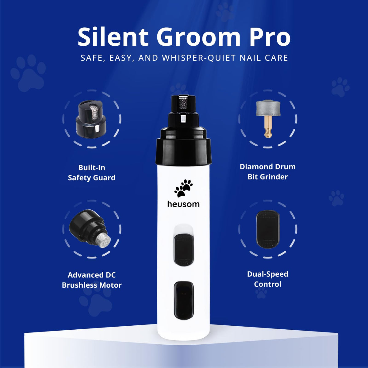 Pet Nail Grinder + Replacement Drum Grinders (3 pcs) + Pet Paw Trimmer T7026