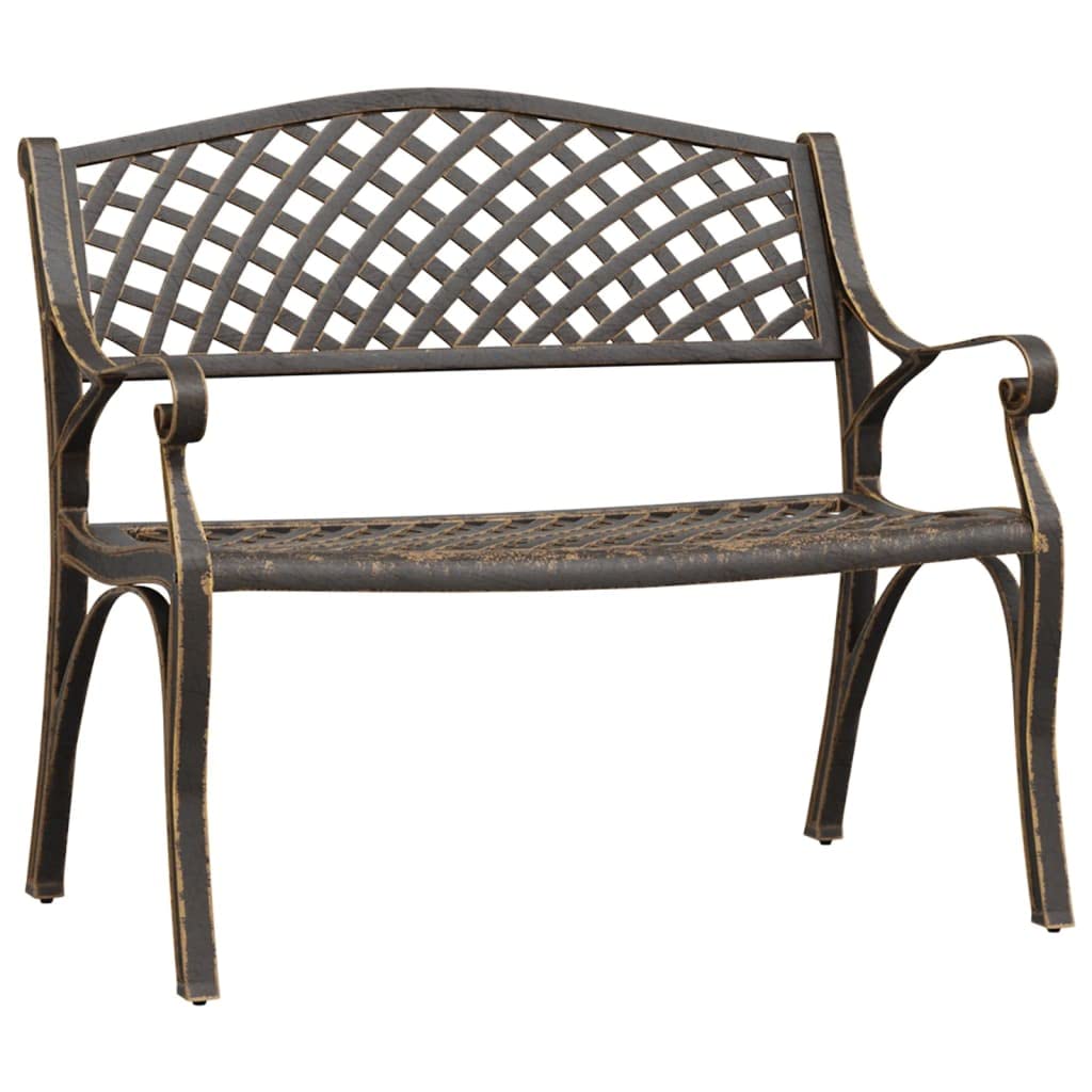 Bronze Cast Iron Garden Bench with Floral Design Y19757