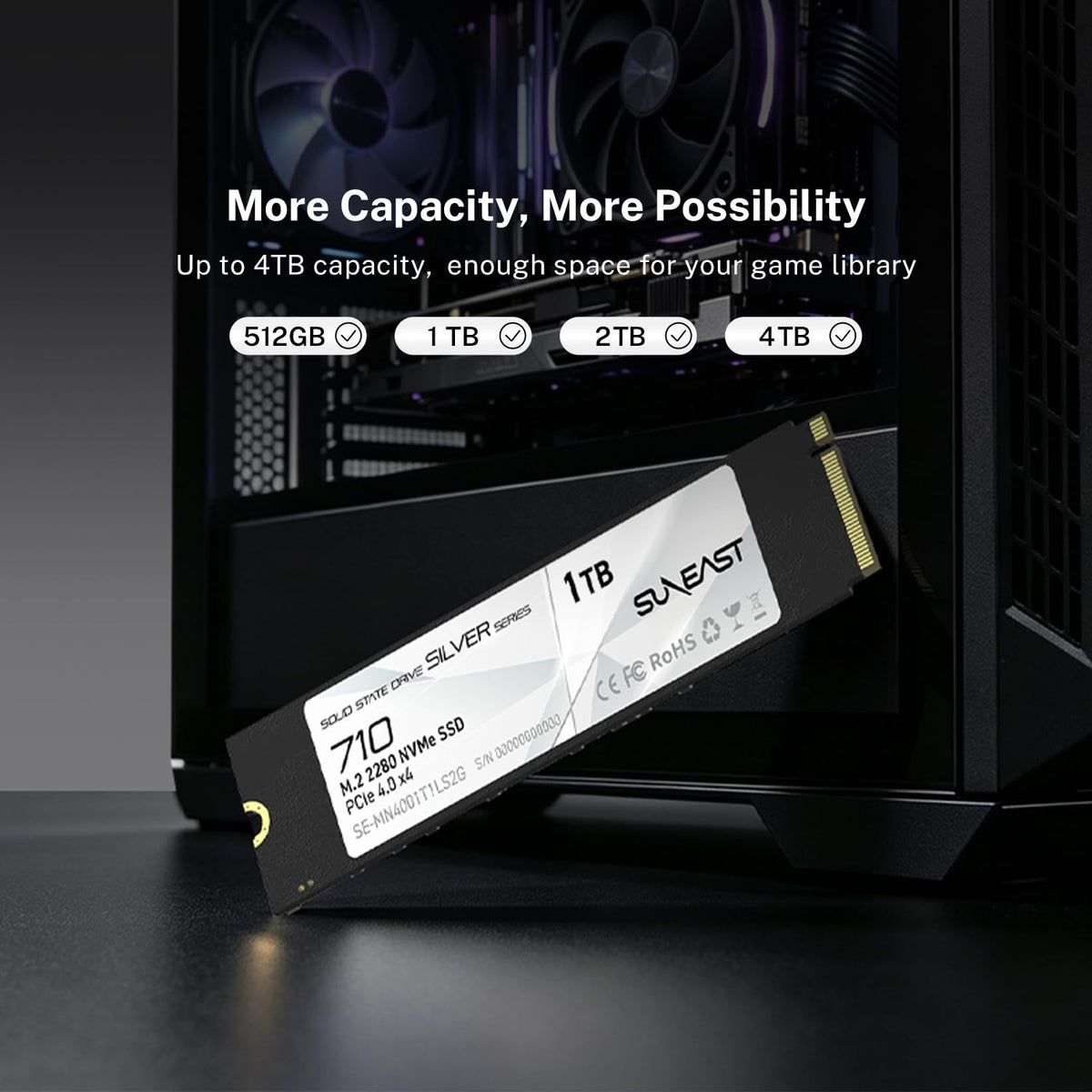1TB M.2 2280 PCIe4.0 NVMe Internal SSD C833269