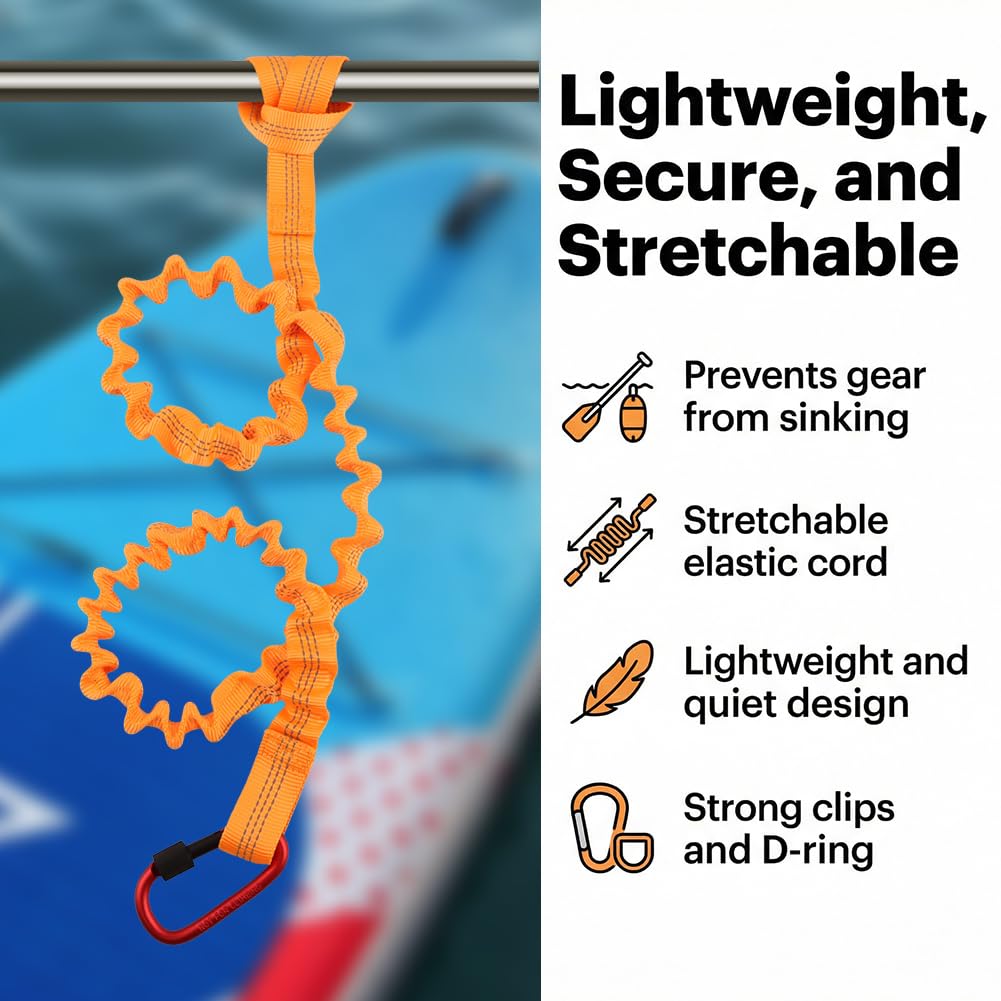 Stretchable Kayak Paddle Leash with Locking Carabiner P42502