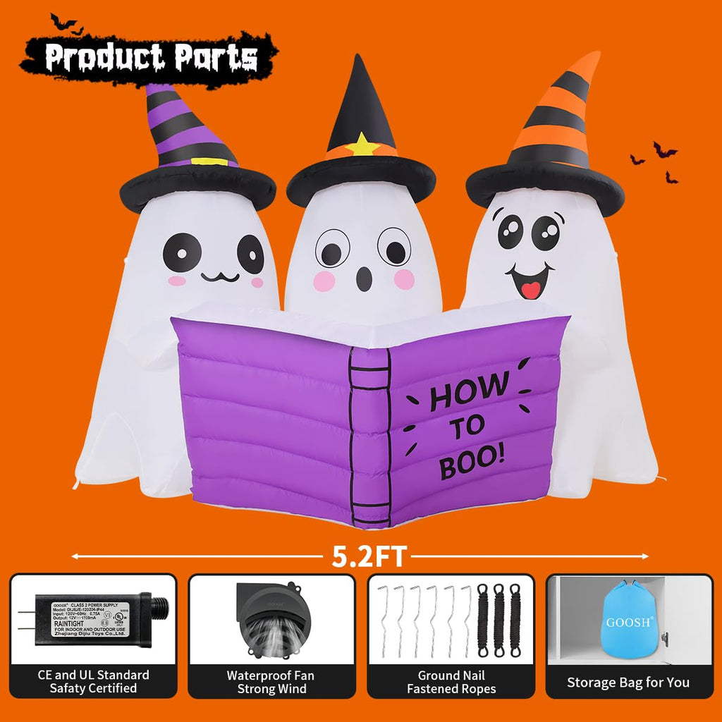 5.2FT Halloween Inflatables Ghost Outdoor Decoration with Built-in LEDs T86971