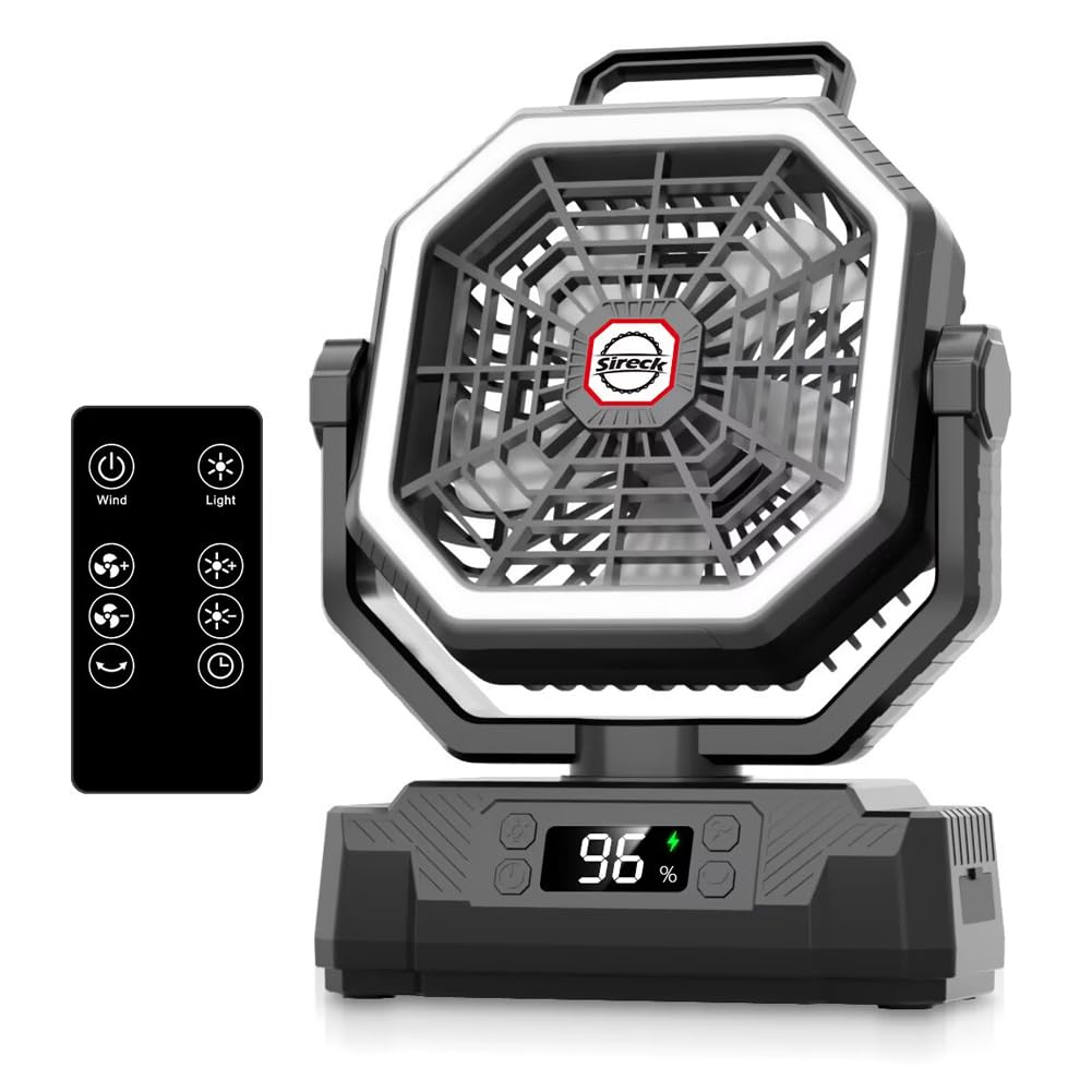 Black 10-Inch 40000mAh Portable Camping Fan J5967