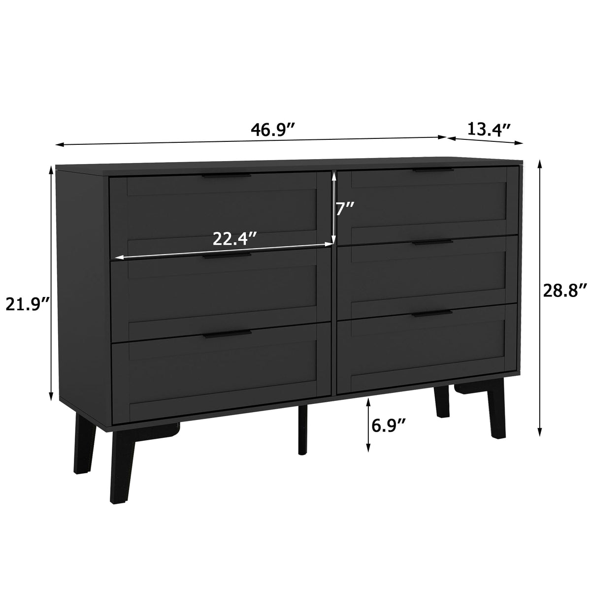Black 6 Drawer Dresser Z6542