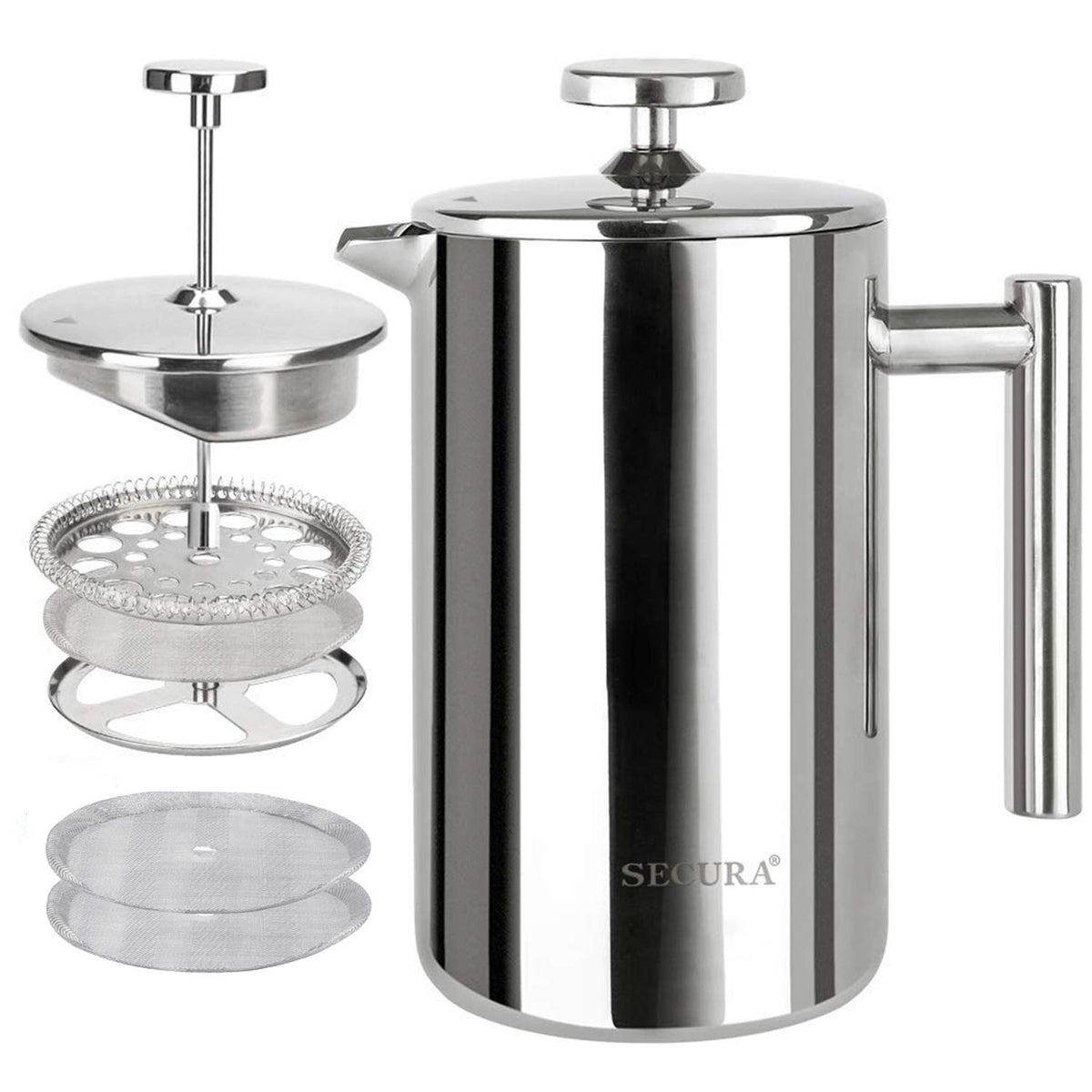 French Press Coffee Maker 304 Grade Stainless Steel Insulated 17oz Q20327