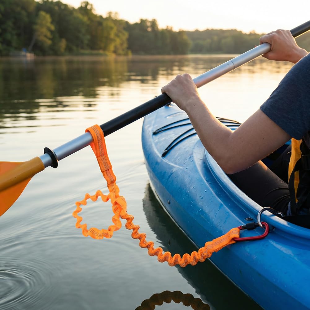 Stretchable Kayak Paddle Leash with Locking Carabiner P42502
