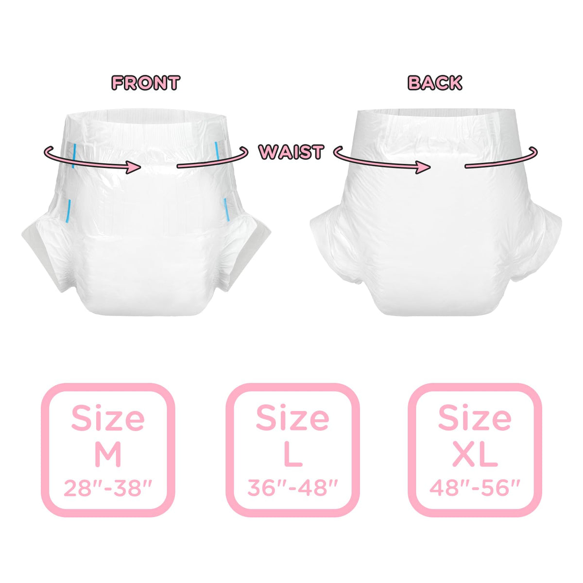 Adjustable Adult Diaper 10 Pieces White Medium A76179