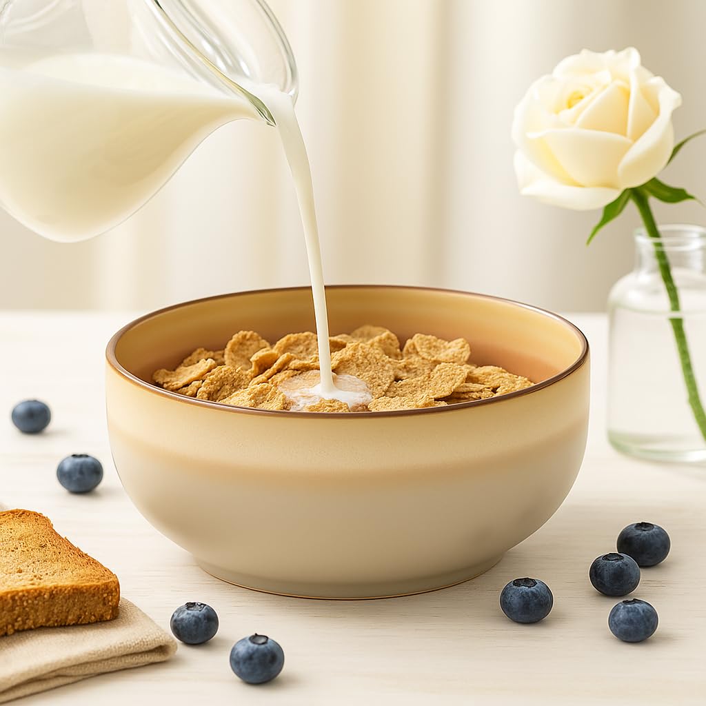 Stoneware Ceramic Cereal Bowls Set of 4, 21 oz Y89892