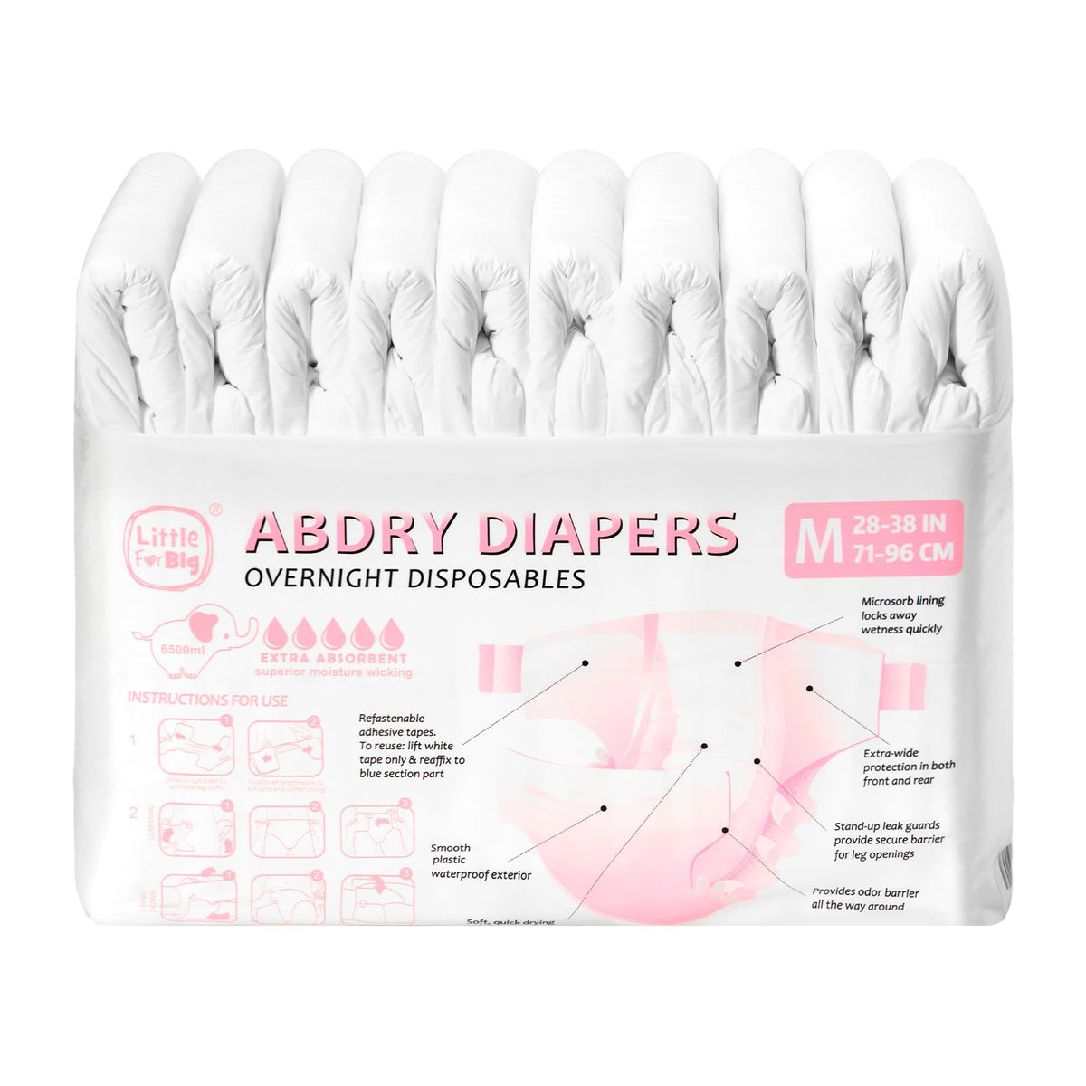 Adjustable Adult Diaper 10 Pieces White Medium A76179