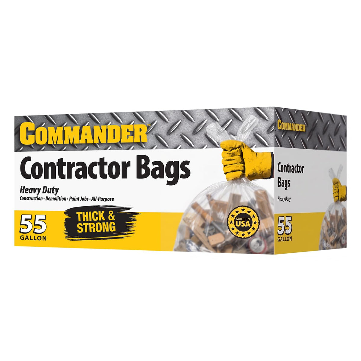 55 Gallon Clear Heavy Duty Contractor Bags with Flap Ties, Pack of 40 Y4936