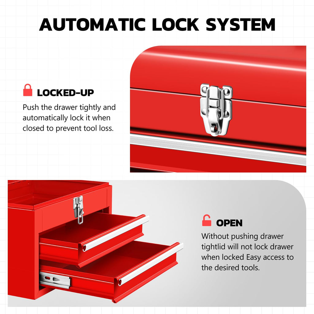 14 Inch Steel Portable Tool Box 2 Drawer W3013