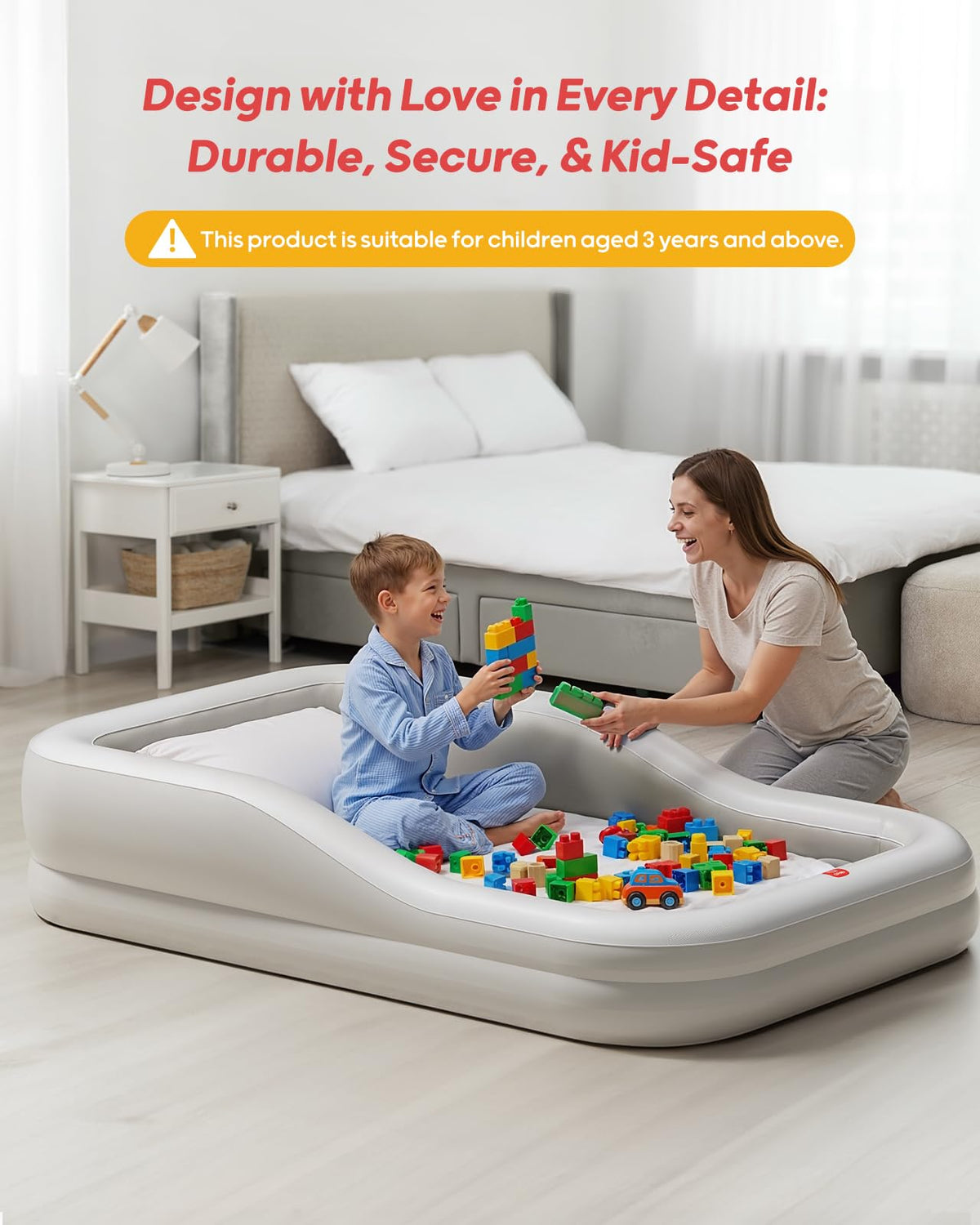 Inflatable Toddler Travel Bed Extra Large Gray U401569