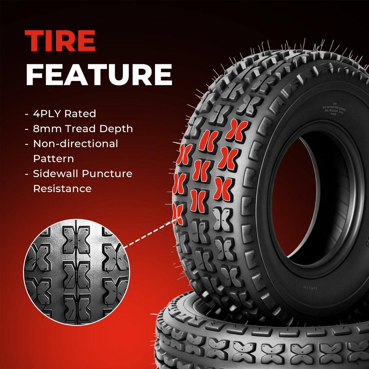 Set of 2 19x7-8 ATV UTV Tires N422