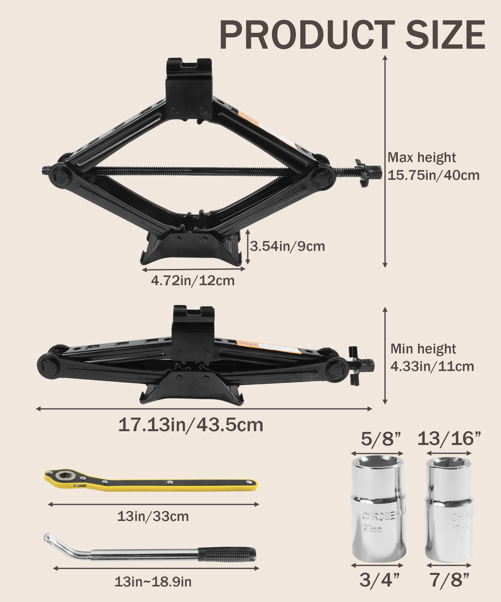 2 Ton Scissor Jack Lift with Lug Wrench R16513