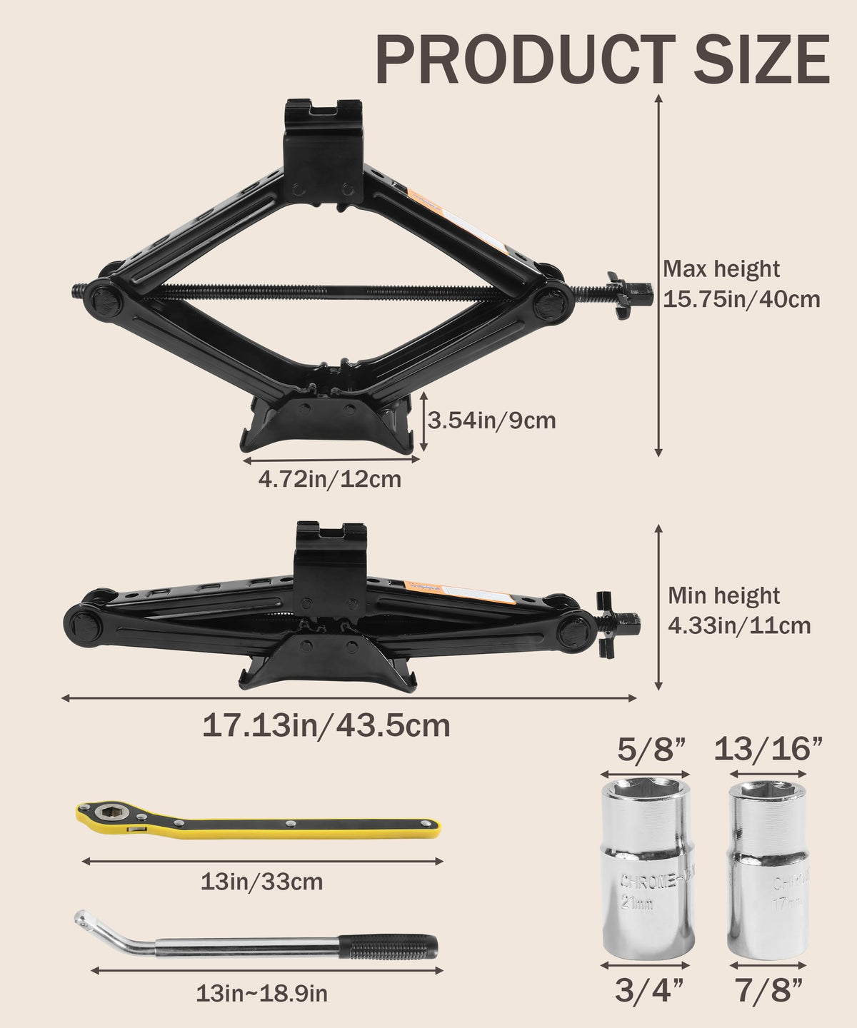 2 Ton Scissor Jack Lift with Lug Wrench R16513