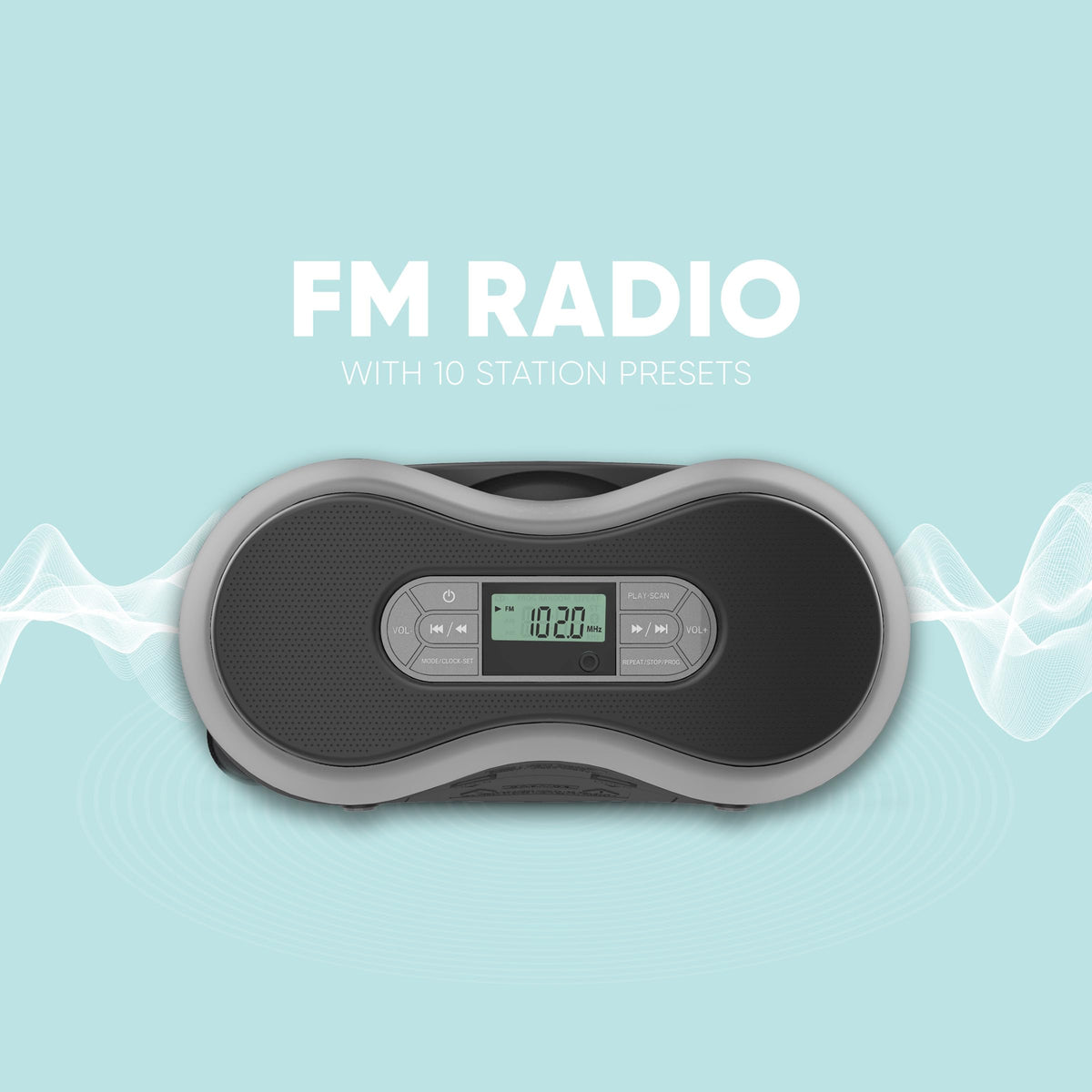 Portable Bluetooth CD Boombox with FM Radio W2569