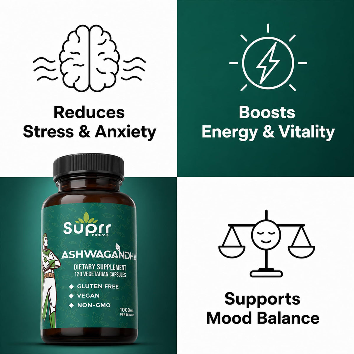 Ashwagandha 1000mg Supplement 120 Capsules E177