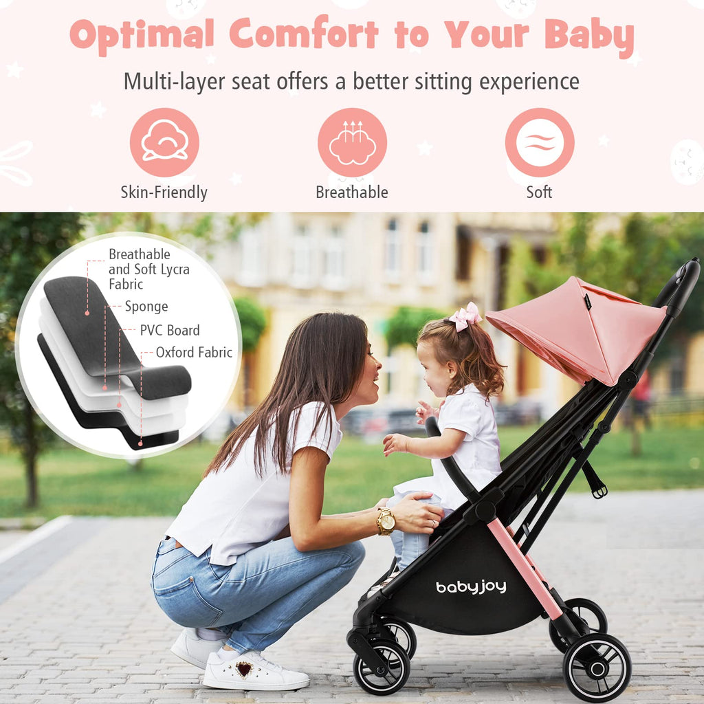 Lightweight Compact Baby Stroller with Canopy and Storage Basket F570