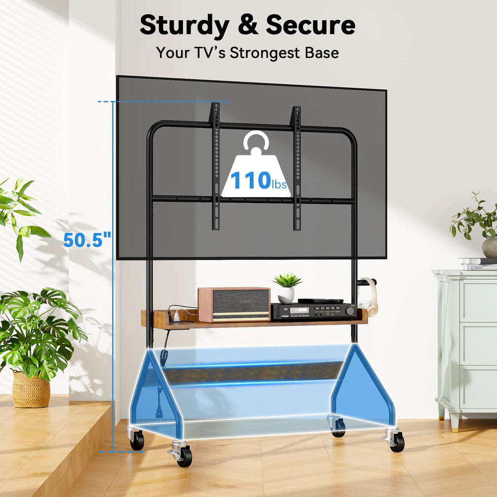 Rolling TV Stand with Power Outlet for 32-75 Inch TV Z982861