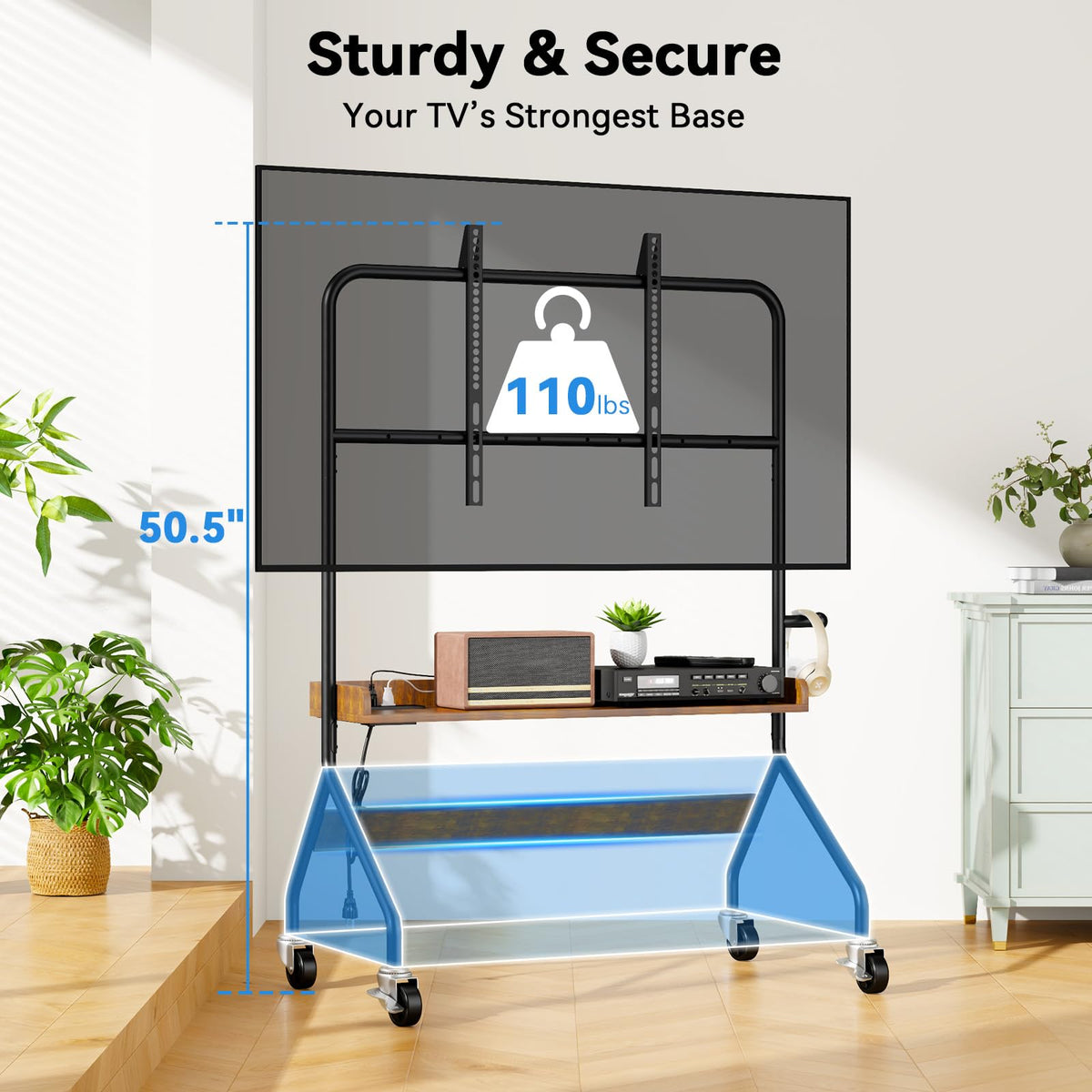 Rolling TV Stand with Power Outlet for 32-75 Inch TV Z982861