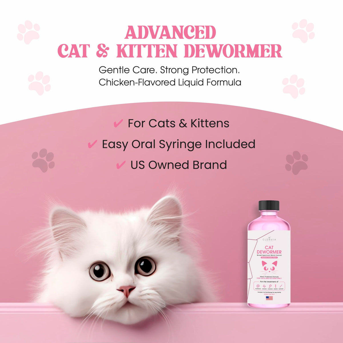 Chicken Flavor Liquid Cat Dewormer with Syringe 120ml P1400