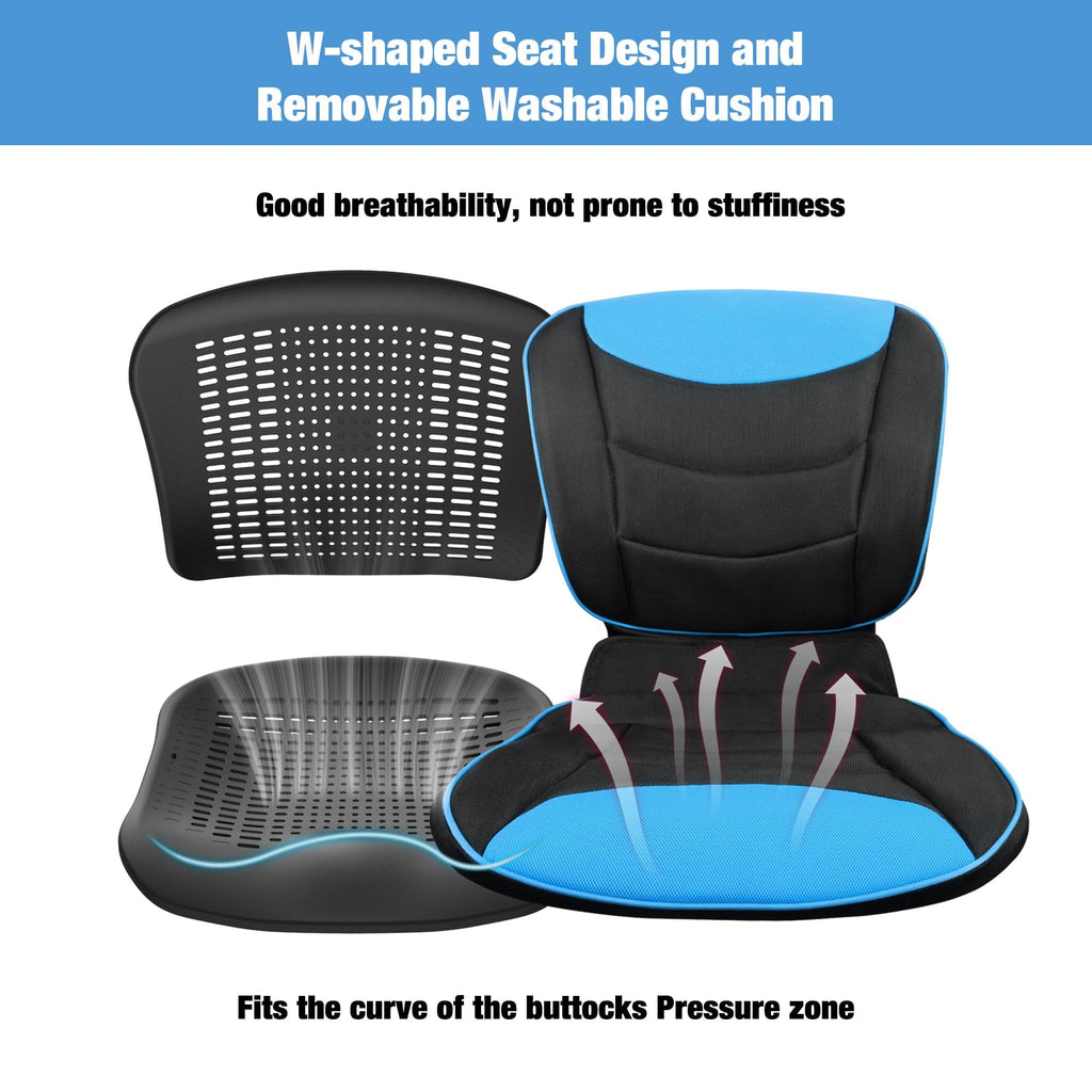 Lightweight Foldable Transport Wheelchair with Telescopic Handle, 16-Inch Seat, Blue D473110