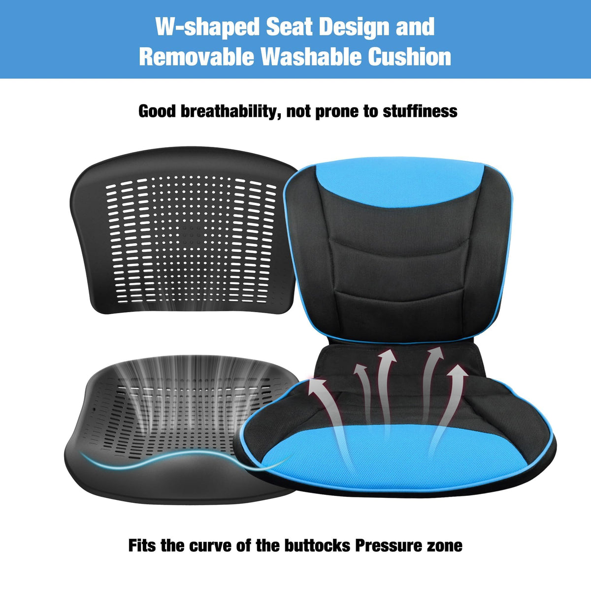 Lightweight Foldable Transport Wheelchair with Telescopic Handle, 16-Inch Seat, Blue D473110