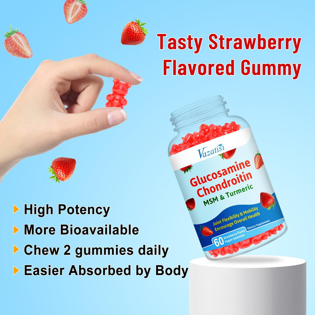 Glucosamine Chondroitin Gummies with Turmeric & MSM, 60 Gummies U332