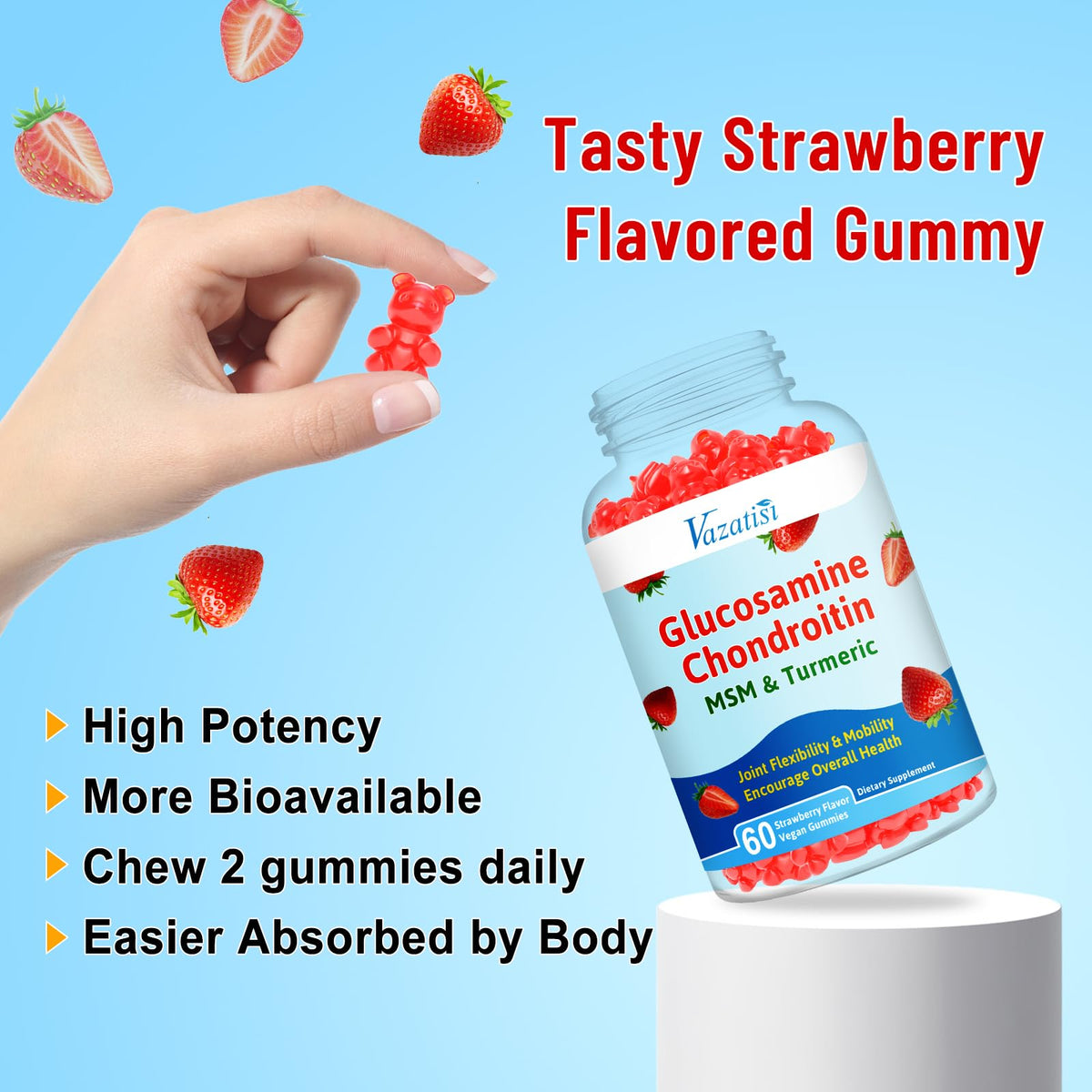 Glucosamine Chondroitin Gummies with Turmeric & MSM, 60 Gummies U332