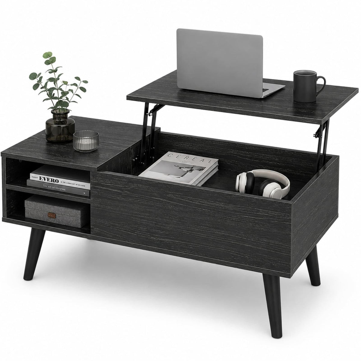 Lift Top Coffee Table with Hidden Storage, Black R4950