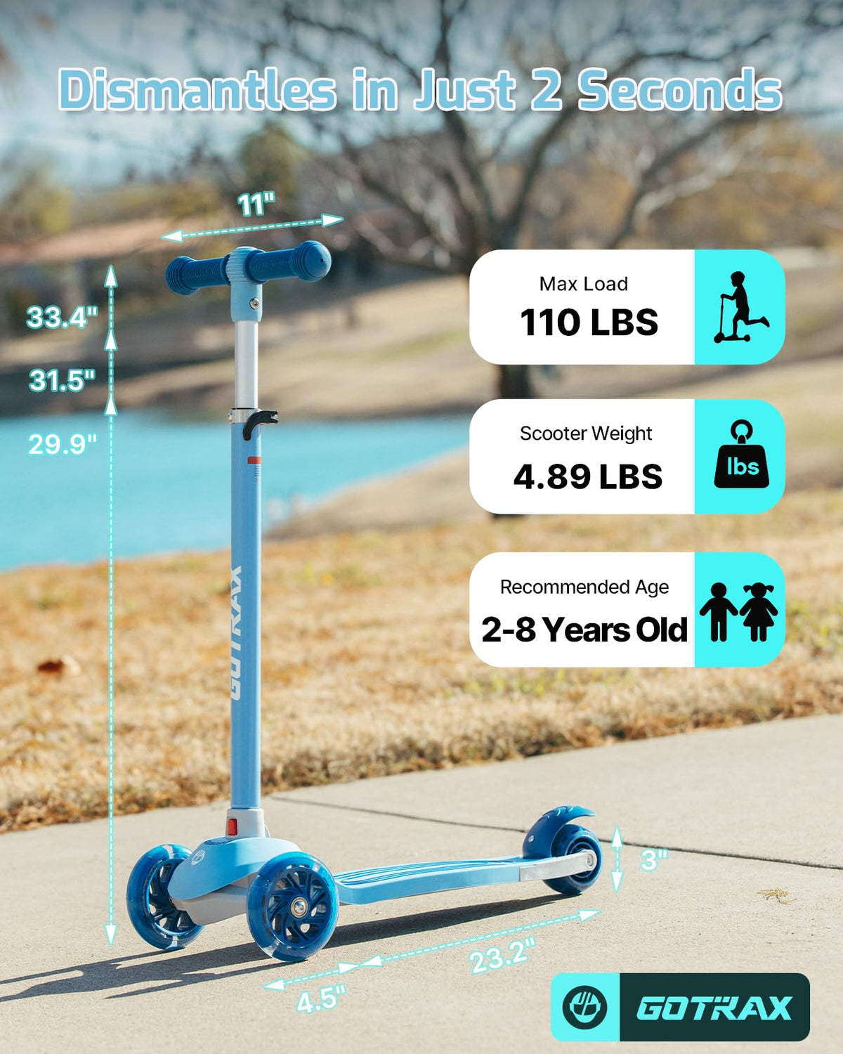 Kids 3 Wheels Kick Scooter L206669