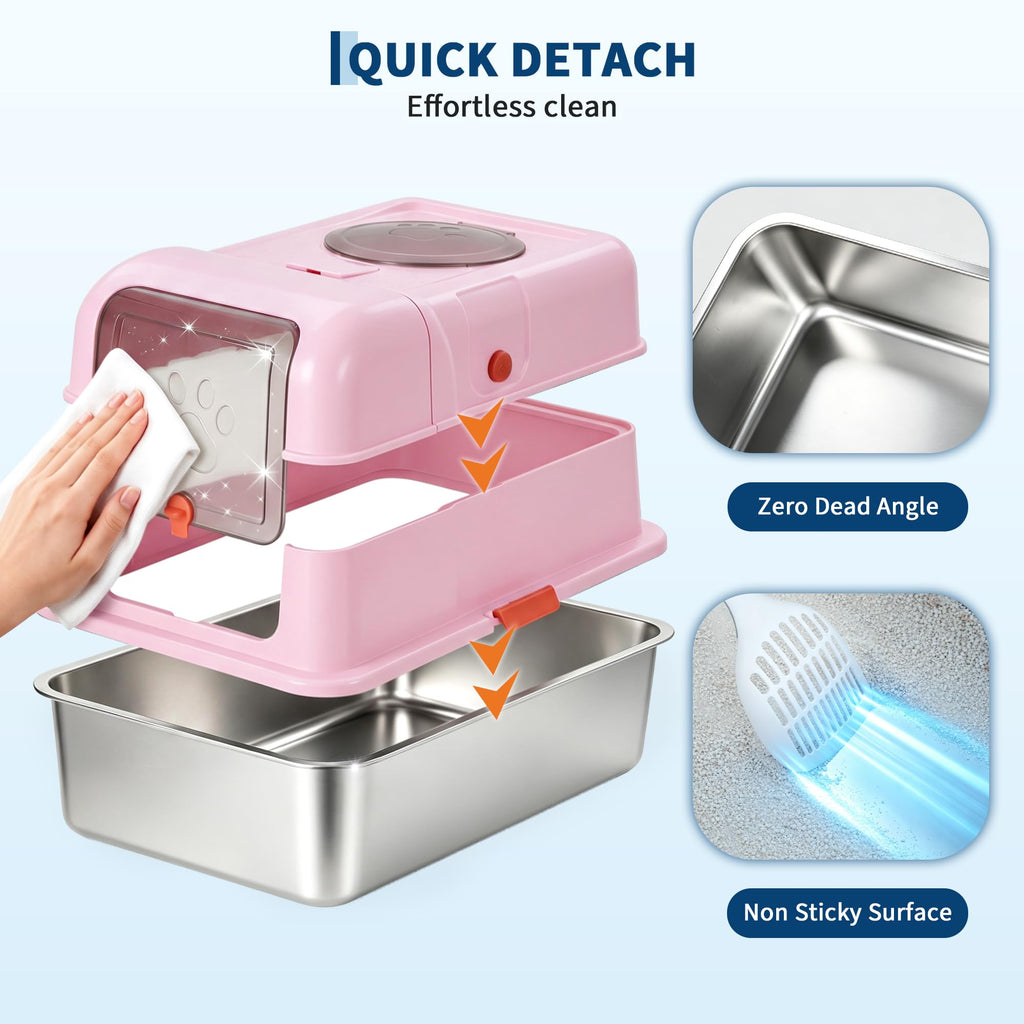 Fully Enclosed Stainless Steel Cat Litter Box with Lid R141900