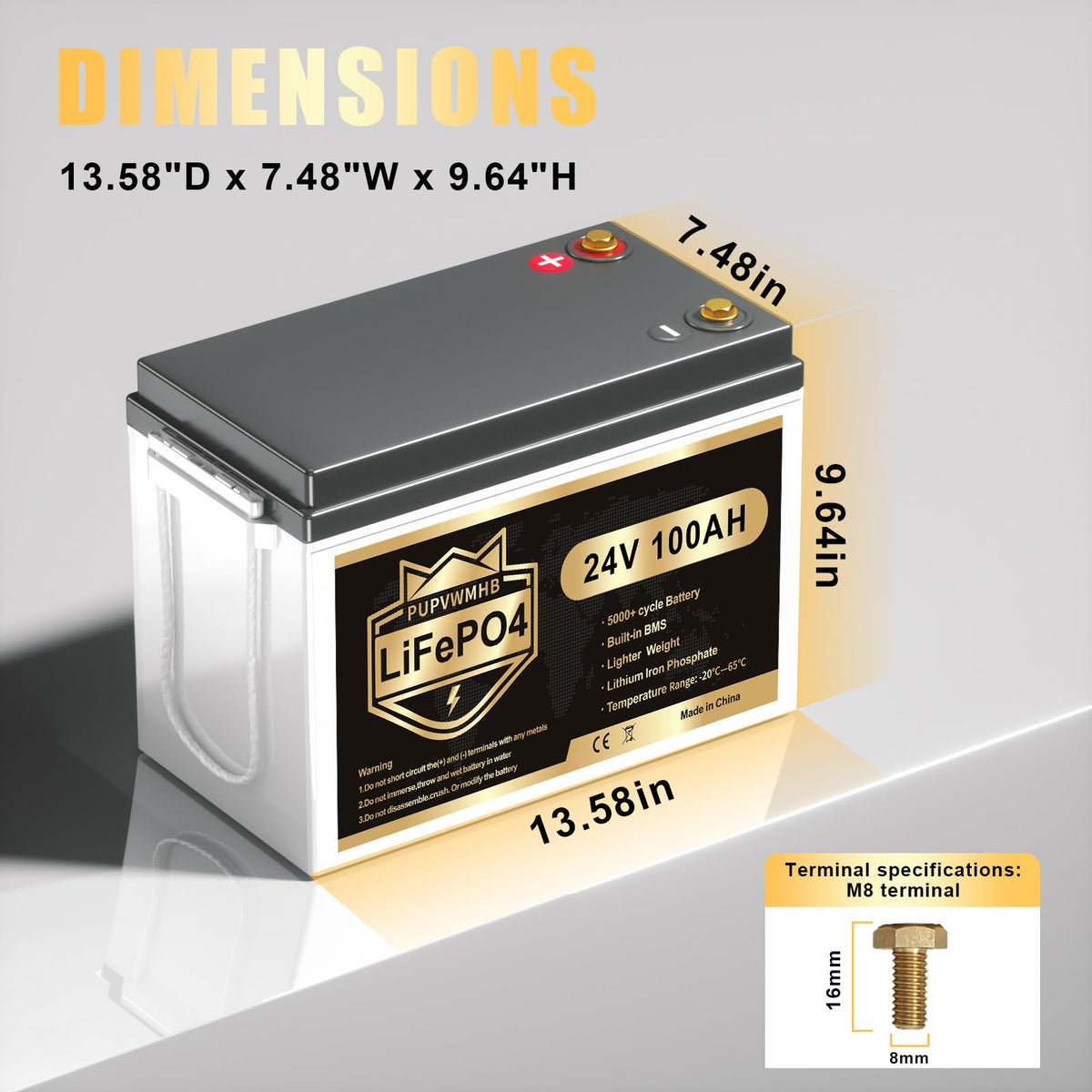 24V 100AH Lifepo4 Battery with 100A BMS Q265