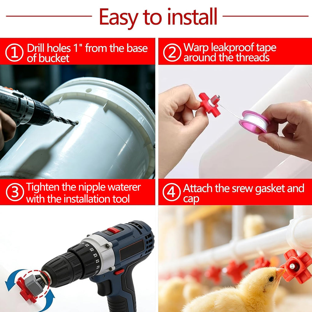 12 Pcs Leakproof Poultry Watering System T96478