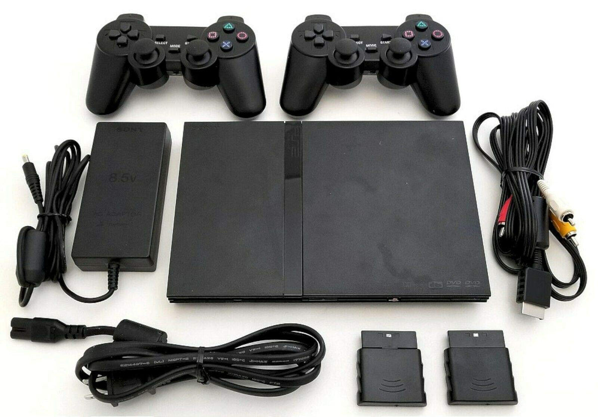 PS2 Slim Gaming Console with 2 Wireless Controllers F1214