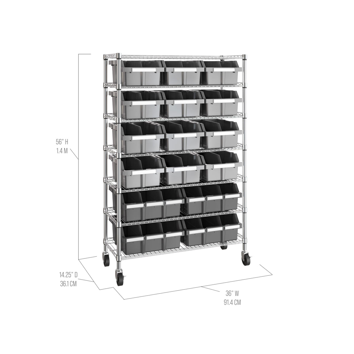 7-Tier 16-Bin Steel Wire Shelving Rack A62967